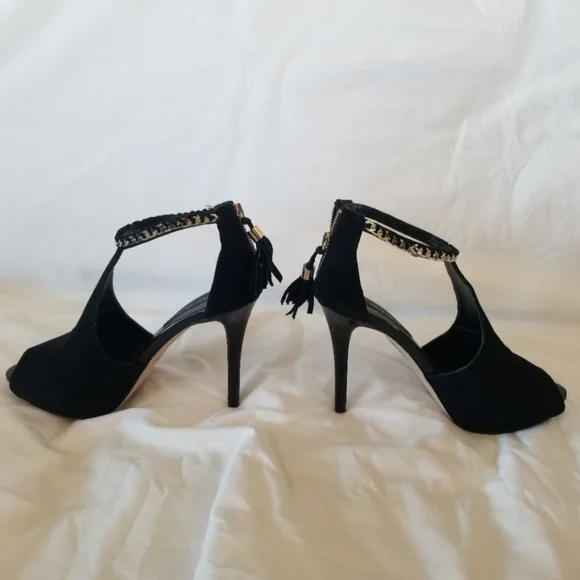 WHBM White House Black Market Adonia Black Peep Toe Stiletto Heels Boot 6.5 EUC - Picture 3 of 10